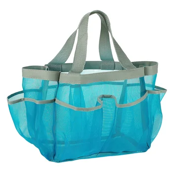 

Mesh Shower Bag Quick Dry Tote Bag Hanging Toiletry Bath Toy Organizer with 7 Pockets FPing