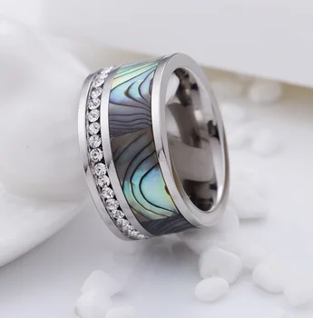 

BAG99 --- Finger Ring Silver Shell Stainless Steel Jewelry Crystal Factory Price Fashion Men or Women Glass