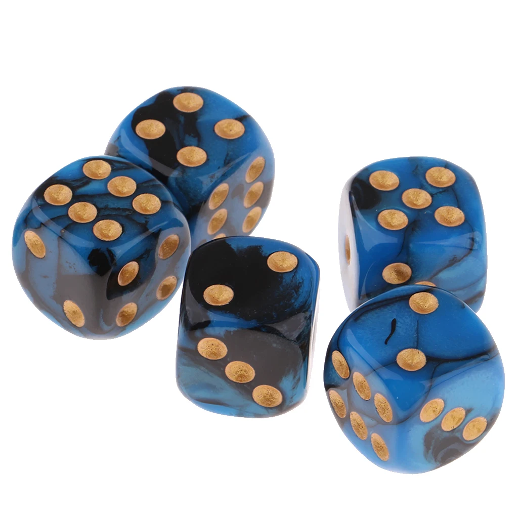 5x6-sided Game Dice 16mm Dice for Board Games and Teaching Math Board Game Dices Party Dices Set 6 Sided 