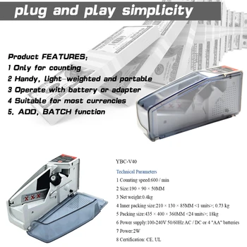 Portable Mini Handy Money Counter Worldwide Bill Cash Banknote Note Currency Counting Machine With Led Display Financial Equipment