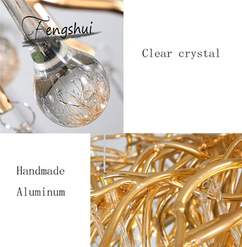 

Nordic Luxury Crystal LED Chandelier Lighting LOFT Villa Lustre LED Pendant Lamp for Living Room Hotel Hall Art Decor Lighting