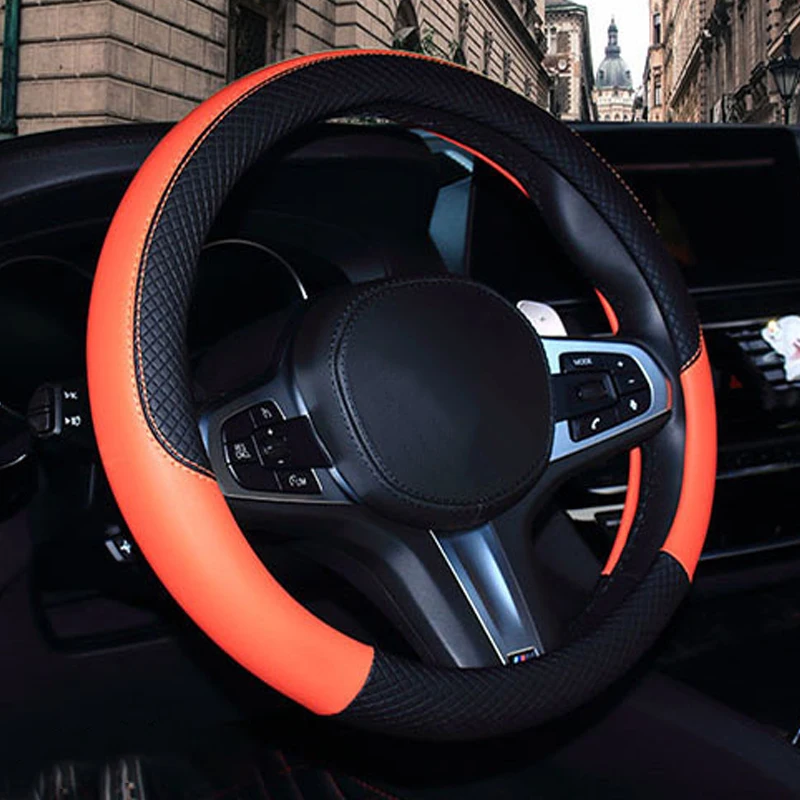 Искусственная кожа Универсальный 38 см автомобильный Стайлинг Спорт авто руль чехлы для автомобиля Руль крышка противоскользящие автомобильные аксессуары