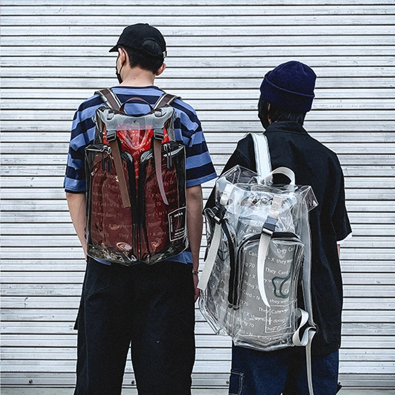 Large Clear Transparent Backpacks Fashion 3M Reflective PVC Bag Student Hip-hop Style Back To School Bags Men Travel Backpack