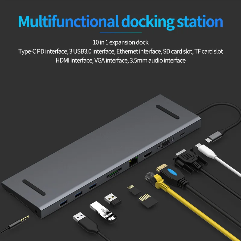 Multi USB 3 0 HDMI RJ45 VGA Adapter to Splitter 3 Port USB C Type C 5