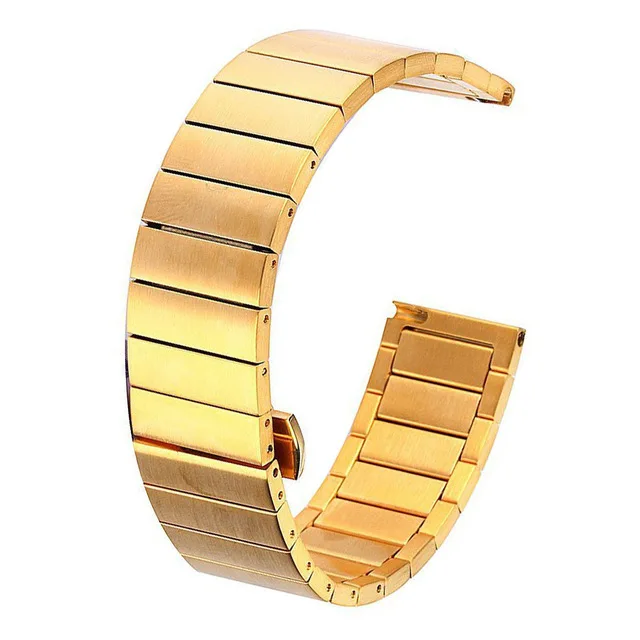 Золото Ремешок для часов из нержавеющей стали для huawei Watch1/B3/B5/GT 2 Pro, ремешок для samsung Galaxy Watch 46, 42 мм, gear S3, S2, ремешок 16, 18, 20, 22 мм - Цвет ремешка: Золото