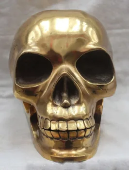 

Chinese Brass Crafted Human Skull Skeleton human head Statue Sculpture