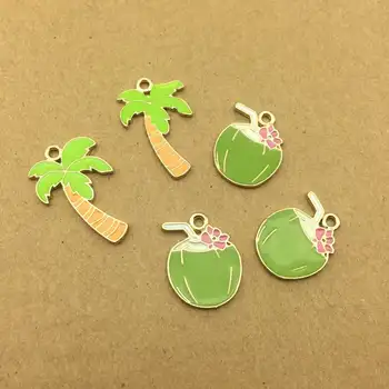 

10pcs coconut tree charm enamel charm for jewelry making fashion charm earring pendant metal charm