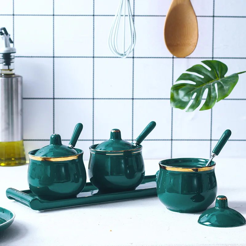 Скандинавский керамический набор банок для приправ Павлин зеленый бытовой приправа коробка кухня MSG соль сахар Соус Бутылка подарок припра... Скандинавский керамический набор банок для приправ Павлин зеленый бытовой приправа коробка кухня MSG соль сахар Соус Бутылка подарок припра...