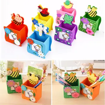 

Aminal Pen Container Creative Cartoon Colorful Wooden Gift Organizer Pen Pencil Holder Animal Home Crafts Cartoon Pen Container