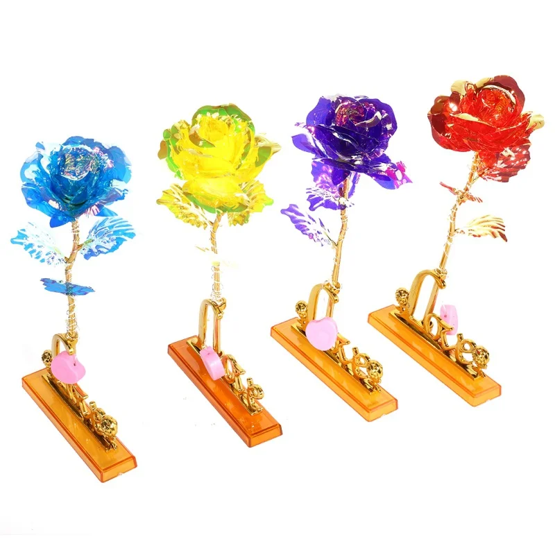 Dropshipping Valentine's Day Gift Colorful Rose With Light Line For Girl Friend Household Decoration Craft