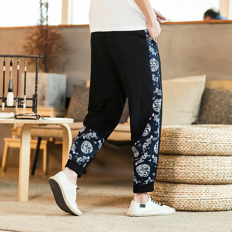 

2019 New Spring Clothing Chinese-style Cotton Linen Parquet Casual Capri Pants Trousers Loose And Plus-sized Men'S Wear Flax Pan