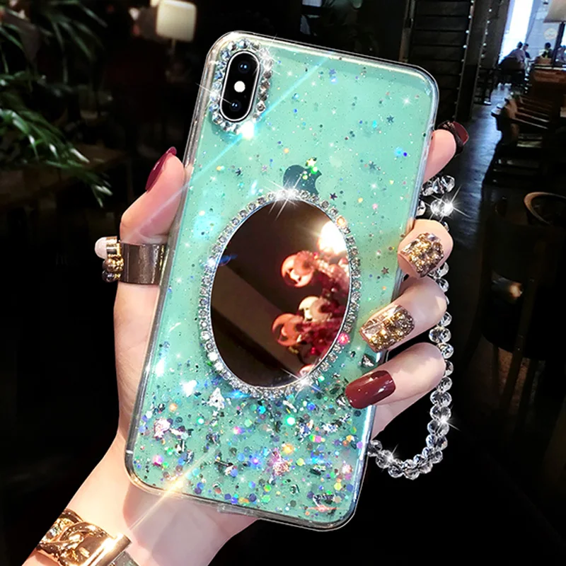 3D Алмазный зеркальный чехол для телефона iPhone 11 Pro XS Max XR X 8 7 Plus Прозрачный