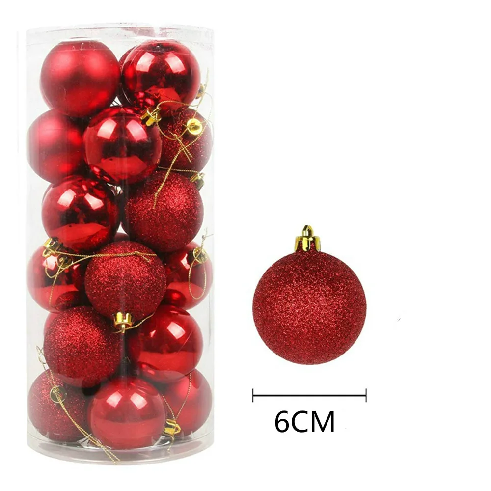 24pcs/lot 6cm Christmas Ball Ornament Pendant Party DIY Decorative Christmas Tree Pendant Christmas Decorations for Tree