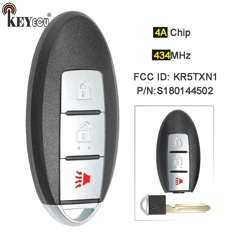KEYECU 434 МГц PCF7953M 4A чип S180144502 KR5TXN1 умная фотография 4 Кнопка для Nissan Kicks Rogue Sport 2018