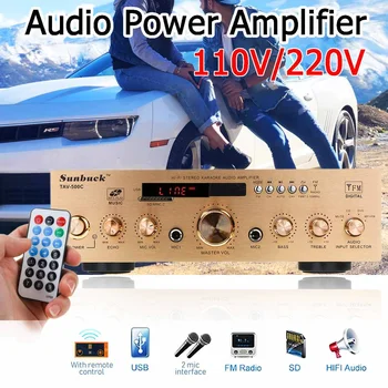

1200W Amplifier HIFI Audio Stereo DC bluetooth MP3/FM Radio Audio Power Amplifier USB SD 2* Mic input for Car Home Truck KTV