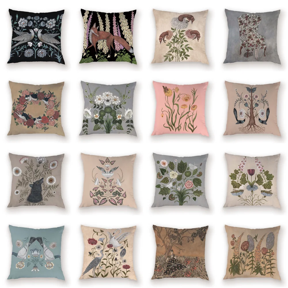 Cushion Covers Pillow Case Pillow Covers Throw Pillow Cover Vintage Floral Plant Flower Cushion Cover White Decorative