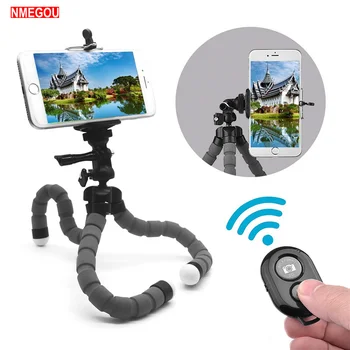 

Mini Flexible Sponge Octopus Tripod Stand Holder Clip with Bluetooth Remote Shutter for IPhone Cell Phone Camera Selfie Stick