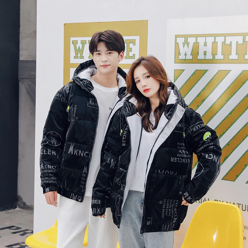 Mens winter down jacket  2021 new print Graffiti couple thickening short hat slim-fit fashion quality brand warm coat lovers