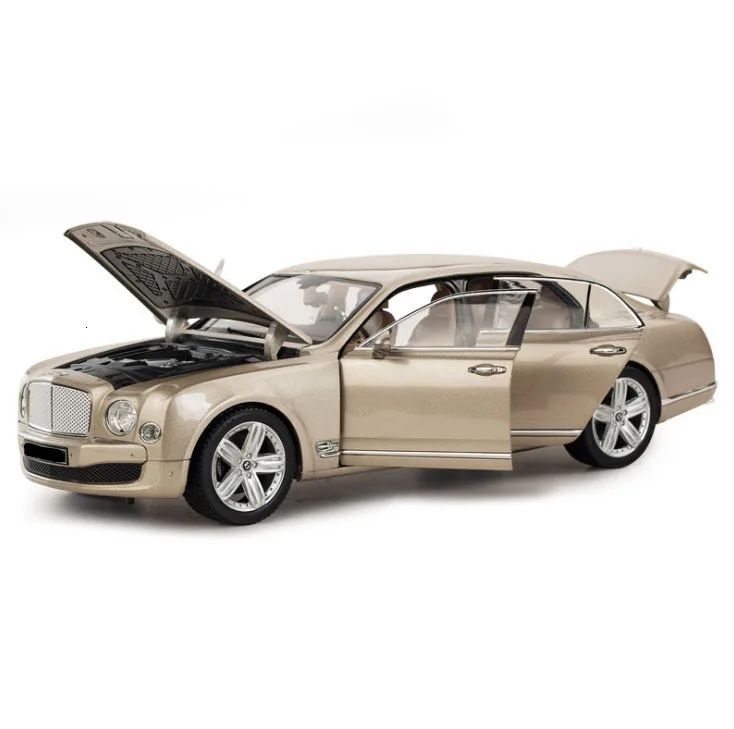Высокая имитация 1:18 Mulsanne Limousine сплав литья под давлением модель автомобиля коллекция игрушек модель автомобиля украшение подарок для детей - Цвет: Go ld