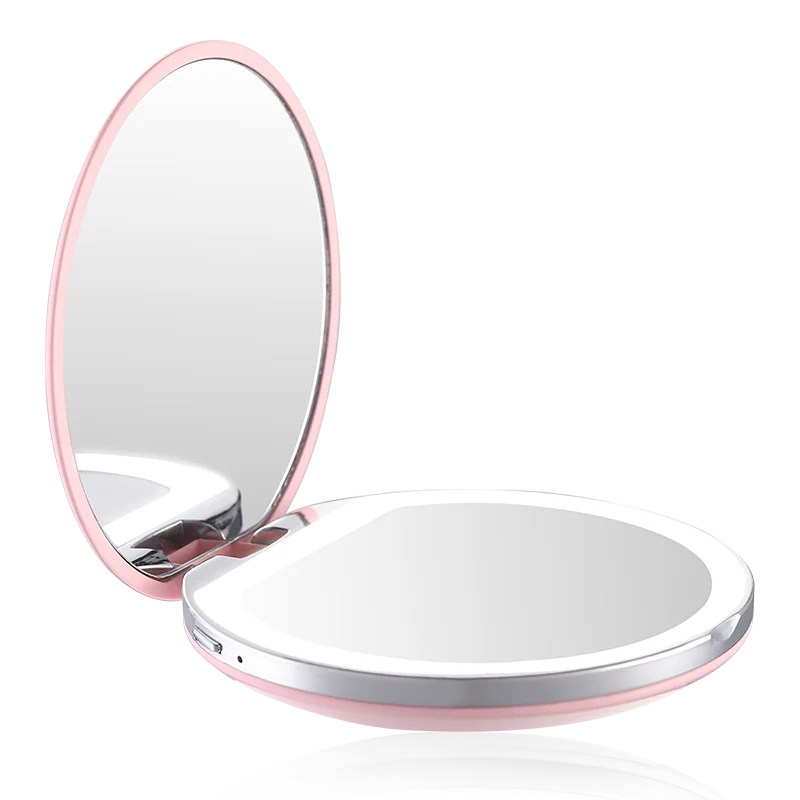 3 Color Led Vanity Mirror Hand Held Mini Compact Makeup Vanity Foldable Makeup Mirrors Aliexpress