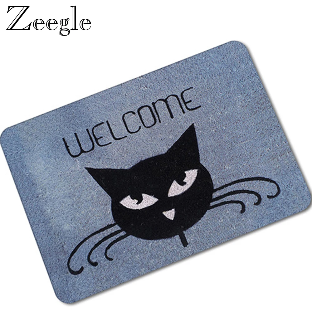 Zeegle Rubber Door Mat Welcome Indoor Carpet Anti-slip Kitchen Rug Outdoor Mat Waterproof Shower Carpet Hallway Rug Foot Mat