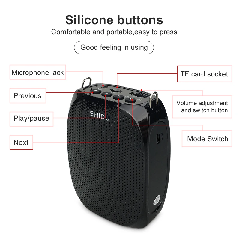 Alto-falante com Fio e Som Amplificador de Voz Natural para Professor d de 10w com Fio e Som Shidu Mini Estéreo Portátil Microfone Classe Sarregue - Image 2
