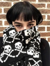 

Dragon Skull Scarf Unisex Women Man Winter Warm Knitted Pashmina Shawl Black Acrylic Luxury Female Skeleton Wrap With Fringes