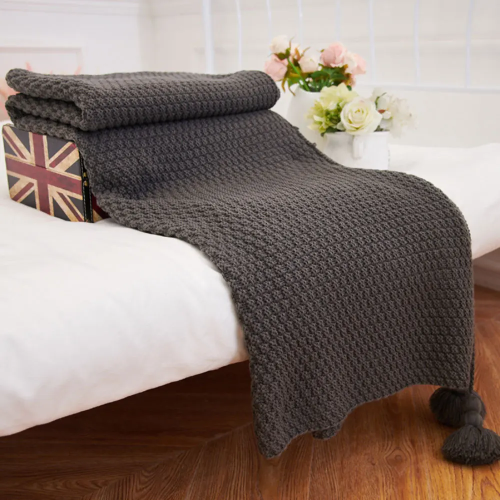 

Nordic Fringed Blanket Air Conditioning Travel Airplane Blanket Pineapple Pendants Blanket Bed Sofa Cover Home Textiles130X170cm