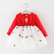 Одежда для девочек платье с мозаичной розой детское платье, осень-весна