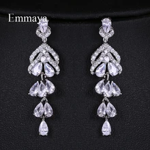 Emmaya новые AAA циркониевые Висячие многоэтажные длинные серьги в форме капли для женщин и дам элегантные свадебные вечерние с кристаллами