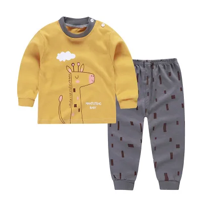 Детский модный костюм с брюками с длинными рукавами новые хлопковые пижамы для мальчиков на осень и зиму осенние брюки Домашняя одежда с принтом для девочек