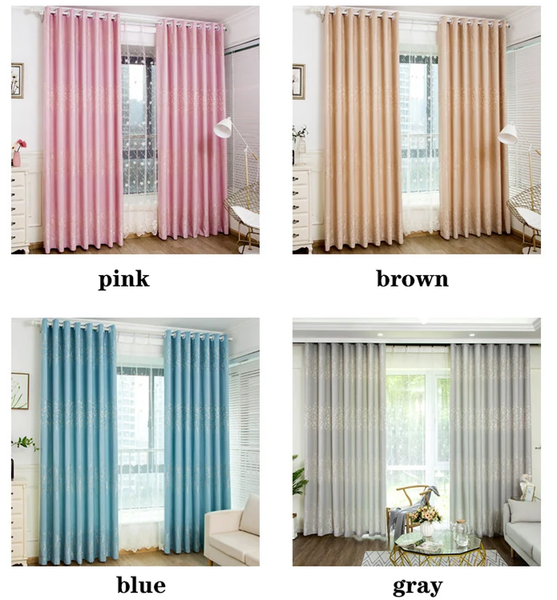 Разноцветные листья, шторы с вышивкой для гостиной, серые/синие/розовые затемненные шторы для спальни, 80% затенение, X-WP407#40