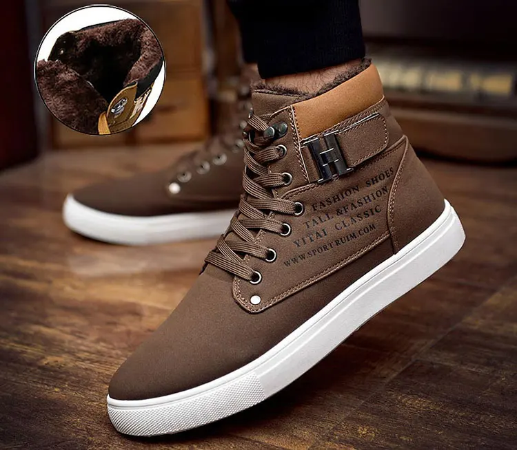 Ankle boots warm men snow boots winter Lace-up men shoes new arrival fashion flock plush winter boots men size 39-47