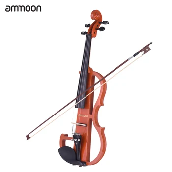 

ammoon Full Size 4/4 Solid Wood Electric Silent Violin Fiddle Style-2 Ebony Fingerboard Pegs Chin Rest Tailpiece