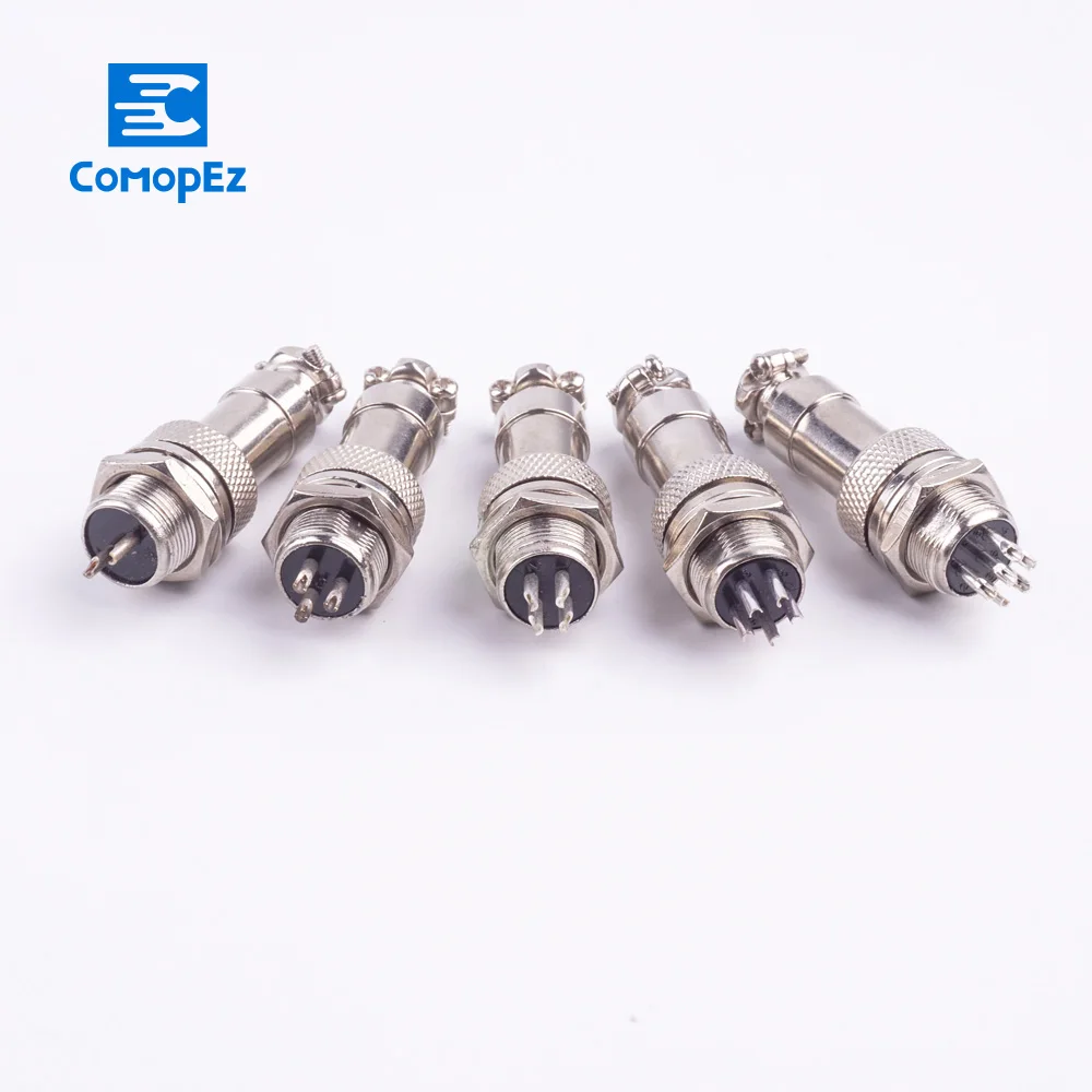 

1 Set GX12 Aviation Circular Connector 7/16 2/3/4/5/6 Pin Male+Female Aviation Plug Socket 12mm Aviation Circular Connector
