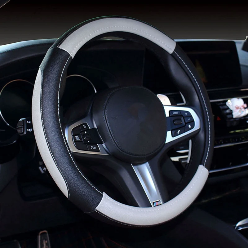 Шесть элегантный роскошный чехол рулевого колеса автомобиля шесть трендовых комплектов без запаха 38 см - Название цвета: GY