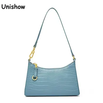 

Crocodile Pattern Genuine Leather Women Armpit Bag Brand Designer Women Shoulder Bag Cow Leather Lady Handbag Small Female Totes