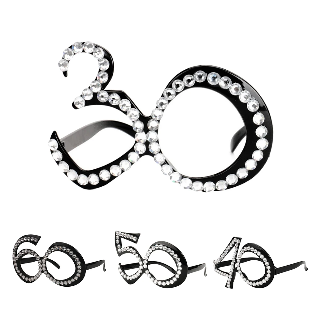 30th 40th 50th 60th Diamante Birthday Novelty Party Eyeglasses Age Glasses
