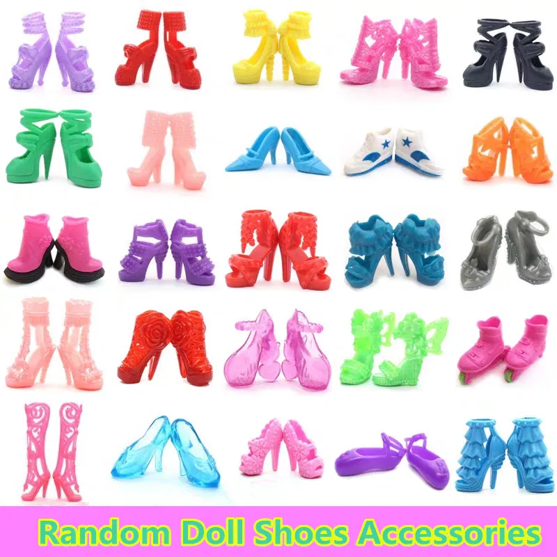 12 Pcs = Handmade Party 5  sets Clothes Fashion Mixed style Dress + 7 Pair Accessories Shoes for Barbie Doll Best Gift Girl Toys