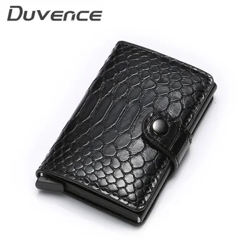 

Duvence Rfid Blocking Protection Men Credit Card Holder Wallet Leather Metal Aluminum Business Bank Card Case ID Cardholder