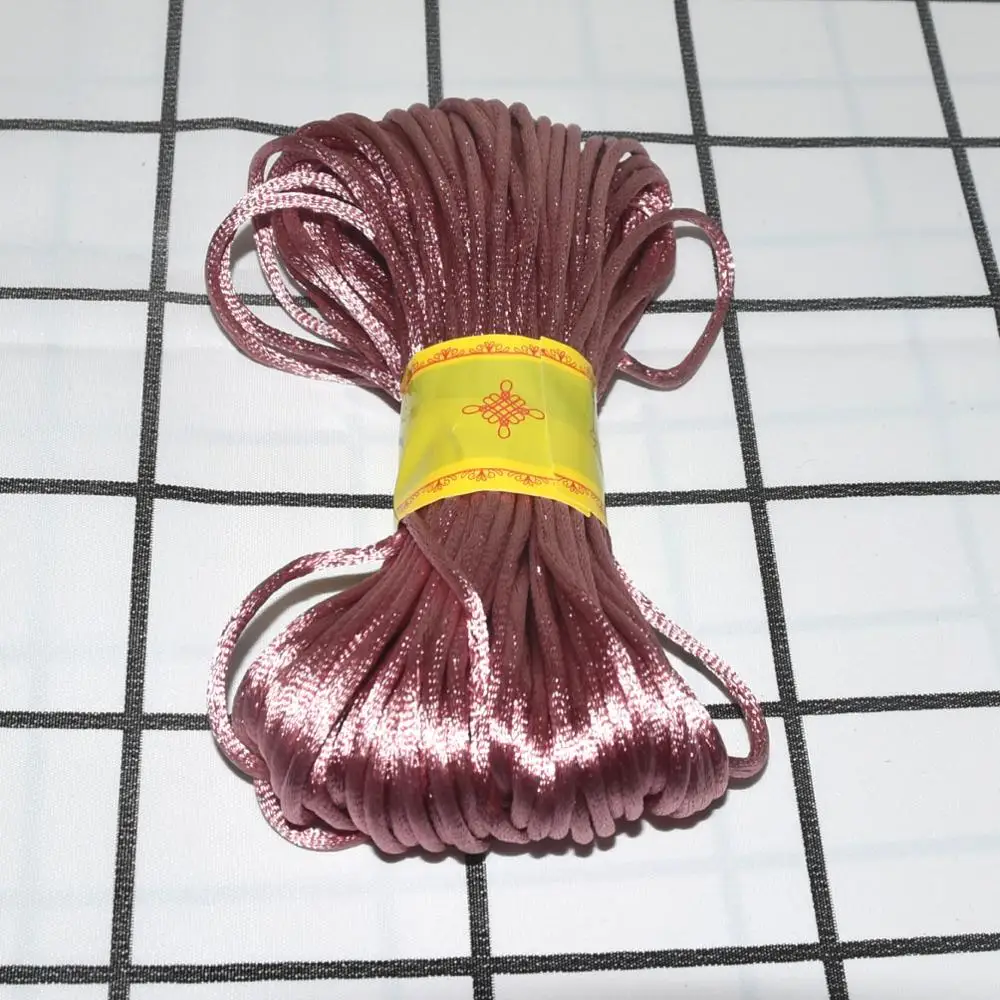 2,5 мм, 20 м, китайский шнур с узлом, атласная нейлоновая плетеная веревка, Бисероплетение Макраме, плетеный шнур, разноцветный бисер, нить для рукоделия - Цвет: 31