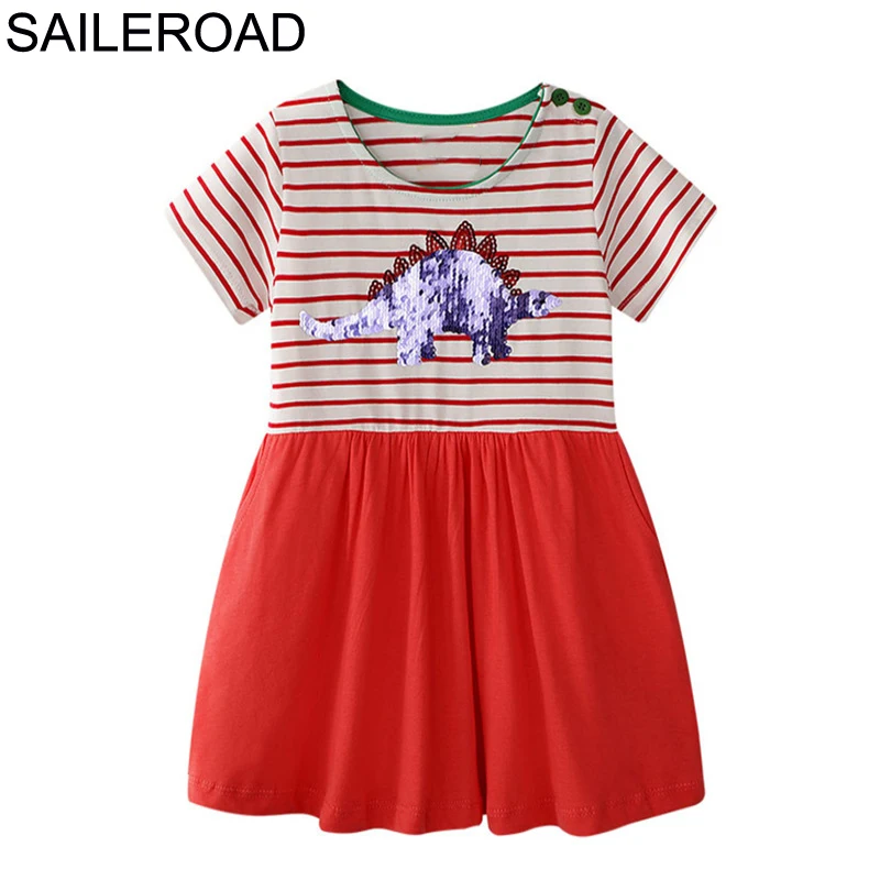 SAILEROAD Детское платье Животное Дети Девушки одеваются на лето Детские пайетки
