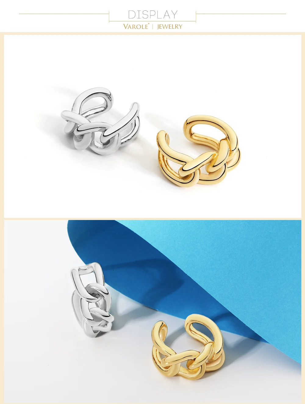 VAROLE витая Цепочка соединительные кольца золотого цвета кольцо среднего размера кольца для суставов палец для женщин ювелирные изделия bages Anillos pour femme