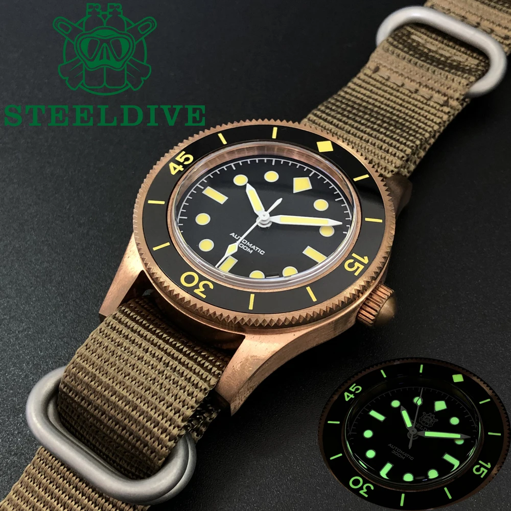 STEELDIVE SD1952S 41 мм сапфировое стекло черный стерильный циферблат