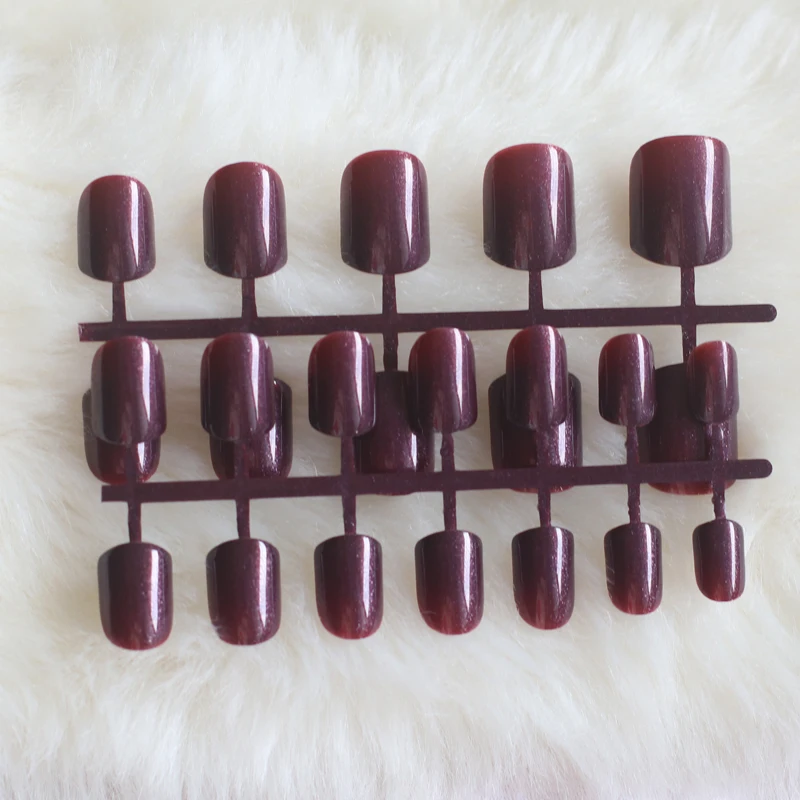 popular model solid color candy false nails short round head 24pcs Ms. required Dark grape purple N396 | Красота и здоровье