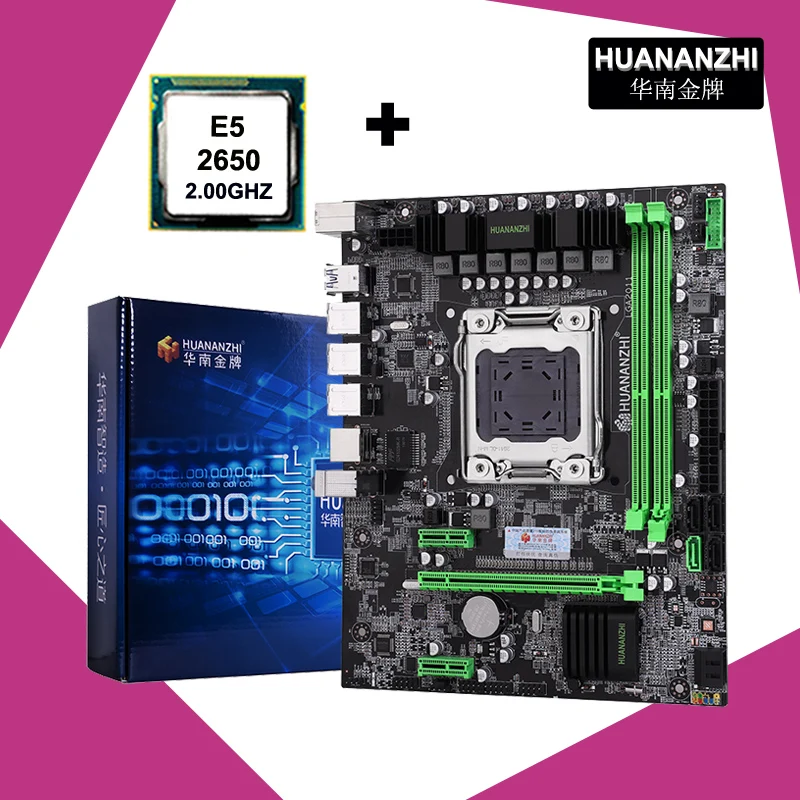 ^*Best Offers Brand new HUANANZHI X79 motherboard LGA2011 motherboard CPU combo processor Xeon E5 2650 C2 SR0KQ support 2*8G DDR3 memory