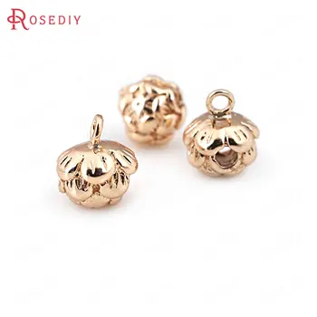 

10PCS 8x9MM 24K Champagne Gold Color Plated Brass Lotus Beads Charms Connector High Quality Diy Jewelry Accessories