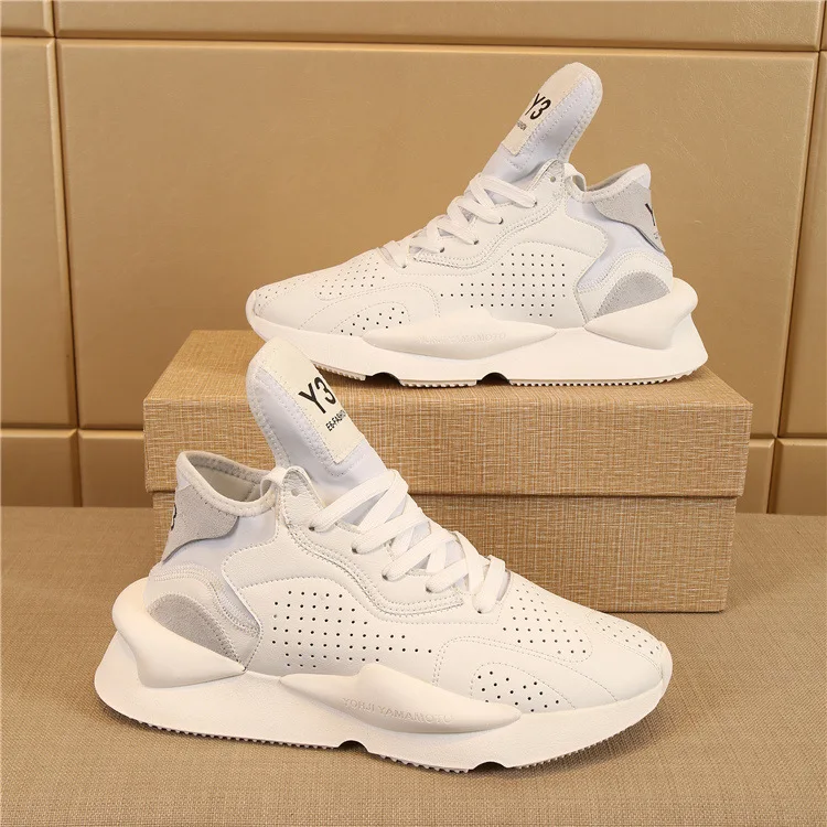 

KGDB Y3 Sneaker Hip Hop Men Women's Sports Shoes Lightweight Running Shoes Leather Sneaker for Men Thick Soled Jogging Shoes