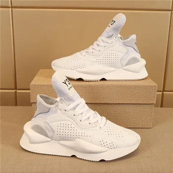 KGDB Y3 힙합 스니커즈 남녀공용 스포츠 신발, 경량 러닝화, 가죽 스니커즈, 두꺼운 밑창 조깅화