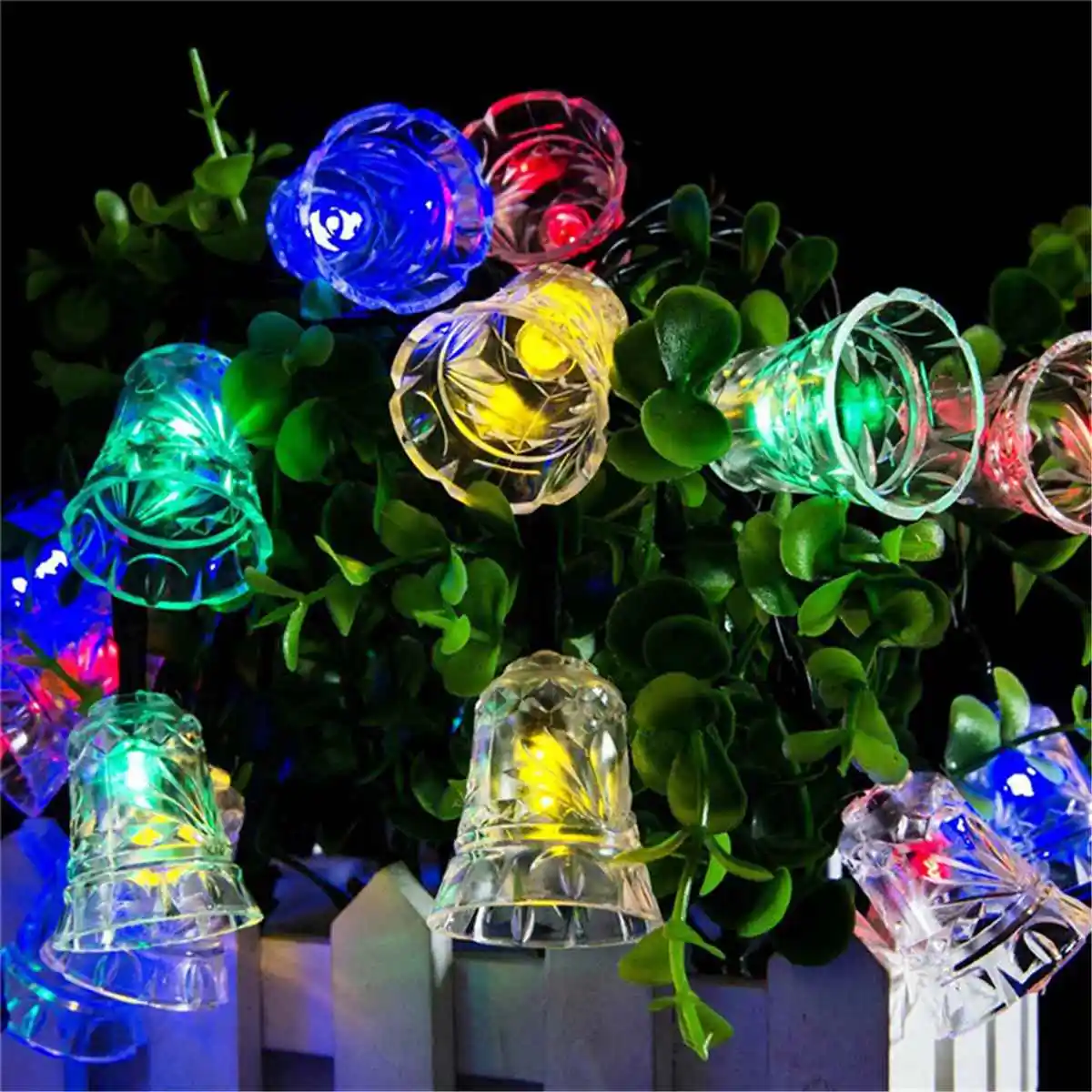 DIY 20 светодиодный гирлянда с колокольчиками солнечный светильник Сказочный струнный светильник ing домашний открытый сад вечерние свадебные украшения солнечная панель праздничные лампы